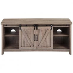 Modern 51.9 in. Light Wood TV Stand Console Table with 2-Shelves and 2-Doors Fits TV's up to 55 in. by Tidoin