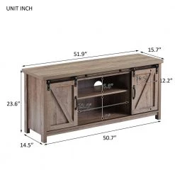 Modern 51.9 in. Light Wood TV Stand Console Table with 2-Shelves and 2-Doors Fits TV's up to 55 in. by Tidoin -Cheap Tidoin Store light wood tidoin tv stands lp ydw2 4962 c3 1000