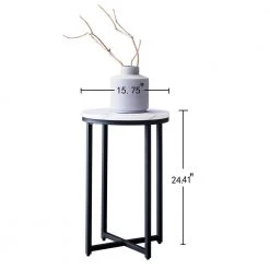 17.32 in. W Black Mental Frame Modern Round Side Table With Faux Marble Color Top by Magic Home -Cheap Tidoin Store marble magic home end side tables cs w24723153 c3 1000