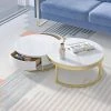 51.9 in. Marble and White Round Nesting Storage Top Wood Coffee Table with Drawers by Magic Home 2 51.9 in. Marble and White Round Nesting Storage Top Wood Coffee Table with Drawers by Magic Home -Cheap Tidoin Store marble magic home nesting tables mh ct1818ww 64 1000