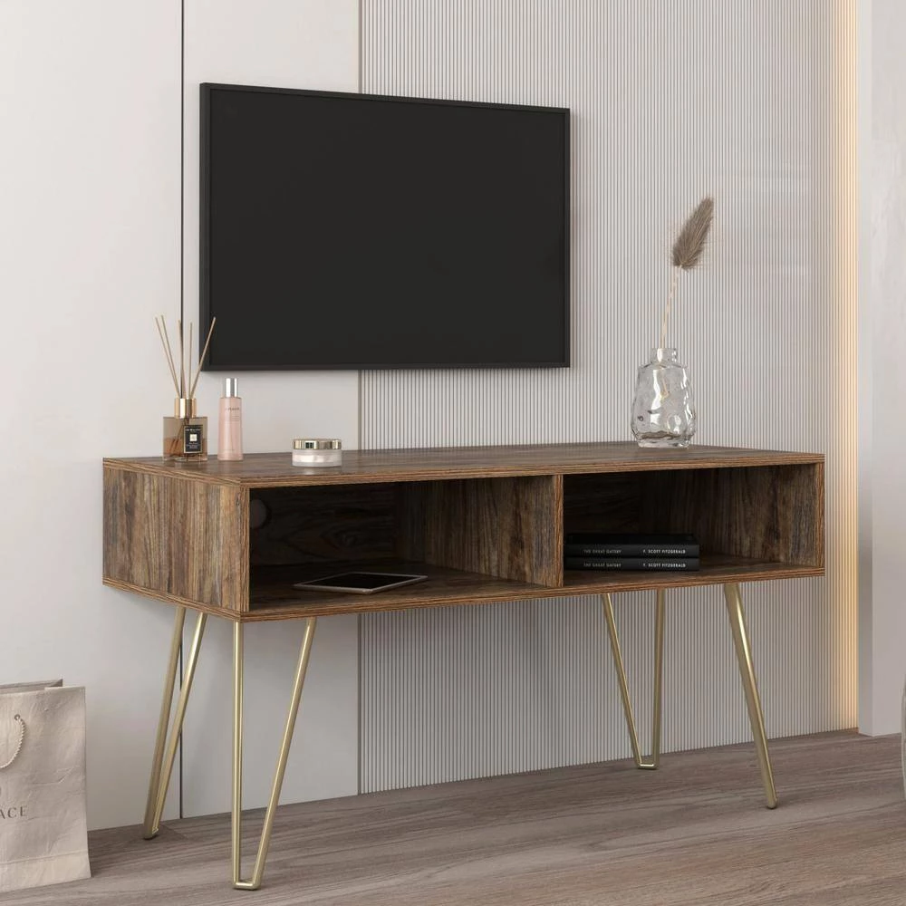41.73 in. Wood Medium Wood with 2-Open Storage Drawers Fits TV's up to 45 in. with Metal Legs by Tidoin 10 41.73 in. Wood Medium Wood with 2-Open Storage Drawers Fits TV's up to 45 in. with Metal Legs by Tidoin - Image 8