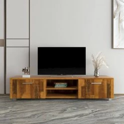 Modern 63 in. Wood Medium Wood TV Stand Console Table with 2-Doors and 2-Shelves Fits TV's up to 55 in. by Tidoin -Cheap Tidoin Store medium wood tidoin tv stands js ydw3 6067 31 1000