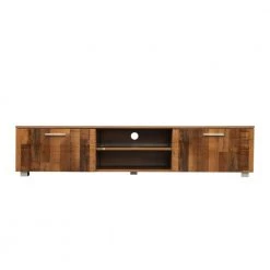 Modern 63 in. Wood Medium Wood TV Stand Console Table with 2-Doors and 2-Shelves Fits TV's up to 55 in. by Tidoin
