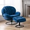 Modern Velvet Fabric Living Room Accent Chair Armchair with Ottoman,Navy Blue by Magic Home 1 Modern Velvet Fabric Living Room Accent Chair Armchair with Ottoman,Navy Blue by Magic Home -Cheap Tidoin Store navy blue magic home accent chairs cs w39524581 64 1000