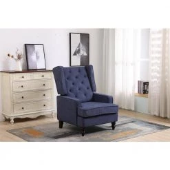 Navy Blue Polyester Linen Comfortable Rocking Chair Accent Chair with Arms by Magic Home -Cheap Tidoin Store navy blue magic home rockers gliders ottomans cs w39524908 1d 1000