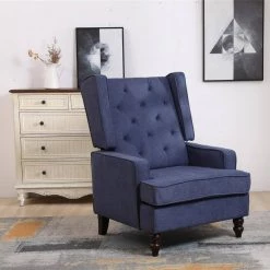 Navy Blue Polyester Linen Comfortable Rocking Chair Accent Chair with Arms by Magic Home -Cheap Tidoin Store navy blue magic home rockers gliders ottomans cs w39524908 31 1000