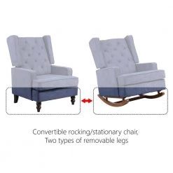 Navy Blue Polyester Linen Comfortable Rocking Chair Accent Chair with Arms by Magic Home -Cheap Tidoin Store navy blue magic home rockers gliders ottomans cs w39524908 4f 1000