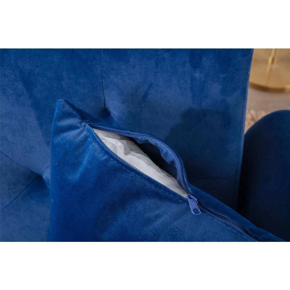 68.11 in. Navy Velvet 2-Seats Loveseats Convertible Sofa Bed with Rose Gold Metal Feet by Magic Home 8 68.11 in. Navy Velvet 2-Seats Loveseats Convertible Sofa Bed with Rose Gold Metal Feet by Magic Home - Image 6