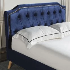 85.9 in. W Navy Velet Fabric Wood Platform Bed by Magic Home -Cheap Tidoin Store navy magic home platform beds cs w815s00007 4f 1000