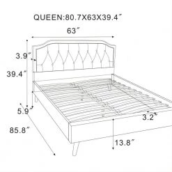 85.9 in. W Navy Velet Fabric Wood Platform Bed by Magic Home -Cheap Tidoin Store navy magic home platform beds cs w815s00007 c3 1000