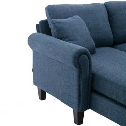 108.66 in. Navy Blue Linen Fabric 4-Seater Accent Sectional Sofa with Two Ottomans by Magic Home -Cheap Tidoin Store navy magic home sectional sofas cs gs003027aae 4f 1000