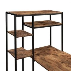 63 in. W L-Shape Brown Color MDF Desktop Solid Steel Frame Computer Desk with Multiple Bookshelf and Storage Space by Magic Home -Cheap Tidoin Store oak brown magic home computer desks cs wf198285aat 66 1000