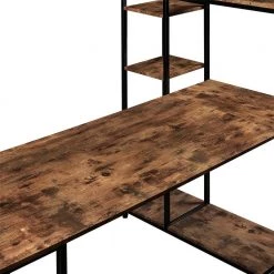 63 in. W L-Shape Brown Color MDF Desktop Solid Steel Frame Computer Desk with Multiple Bookshelf and Storage Space by Magic Home -Cheap Tidoin Store oak brown magic home computer desks cs wf198285aat fa 1000