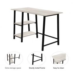 22.4 in.W Rectangular Oak Color Metal Frame Computer Desk with Wood Surface by Magic Home -Cheap Tidoin Store oak color magic home computer desks cs w42721101 4f 1000