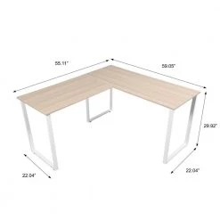 55.11 in. W L-Shape Oak Color MDF Home Office Writing Desk with White Steel Legs by Magic Home 12 55.11 in. W L-Shape Oak Color MDF Home Office Writing Desk with White Steel Legs by Magic Home -Cheap Tidoin Store oak color magic home writing desks cs w42722732 c3 1000
