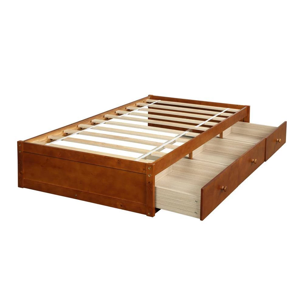Oak Color Twin Size Platform Storage Bed with 3 Drawers by Magic Home 4 Oak Color Twin Size Platform Storage Bed with 3 Drawers by Magic Home - Image 2