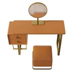 Modern Orange Dresser Makeup Table with Mirror and Stool Bedroom Furniture with 2 Drawers 30 in. x 47 in. x 16 in. by Magic Home 11 Modern Orange Dresser Makeup Table with Mirror and Stool Bedroom Furniture with 2 Drawers 30 in. x 47 in. x 16 in. by Magic Home -Cheap Tidoin Store orange magic home dressers mh dr001or 1f 1000