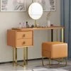 Modern Orange Dresser Makeup Table with Mirror and Stool Bedroom Furniture with 2 Drawers 30 in. x 47 in. x 16 in. by Magic Home -Cheap Tidoin Store orange magic home dressers mh dr001or 64 1000