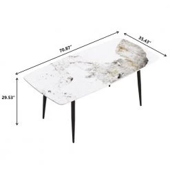 70.87 in. Round Edge Pandora Sintered Stone Dining Table with 4 Blak Legs by Magic Home -Cheap Tidoin Store pandora and black magic home kitchen dining tables cs wf194552aae c3 1000