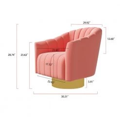 30.31 in. Velvet Swivel Barrel Chair in Pink by Magic Home -Cheap Tidoin Store pink magic home accent chairs mh sf109p c3 1000