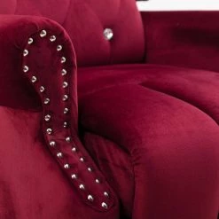 Diamond Tufted Red Velvet Push Back Wingback Armchair Recliner by Magic Home -Cheap Tidoin Store red magic home recliners cs w50125177 fa 1000