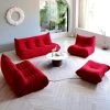 4 Pieces Lazy Sofa Velvet Fabric Living Room Set with Ottoman,Red by Magic Home -Cheap Tidoin Store red magic home sectional sofas cs w247s00161 64 1000