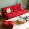 2-Piece Lazy Sofa Teddy Velvet Living Room Set with 3 Seater and Ottoman,Red by Magic Home -Cheap Tidoin Store red magic home sofas couches cs w501s00006 64 1000
