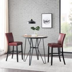 BX-Box 45.75 in. Red High Back Upholstered Bar Stool with Leather Seat (Set of 2) by Tidoin -Cheap Tidoin Store red tidoin bar stools lzx ydbg 31rd 31 1000