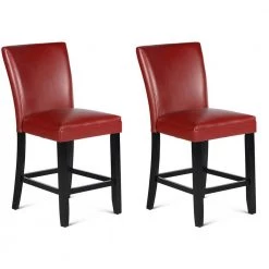 BX-Box Red Leather High Back Upholstered Dining Chair (Set of 2) by Tidoin