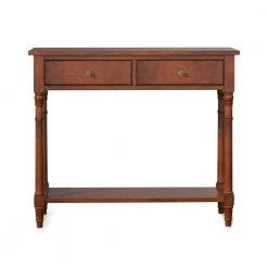 35.43 in. W Red 30.31 in. H Rectangle Wood Top Side Table with 2-Drawers and 1-Shelf by Tidoin