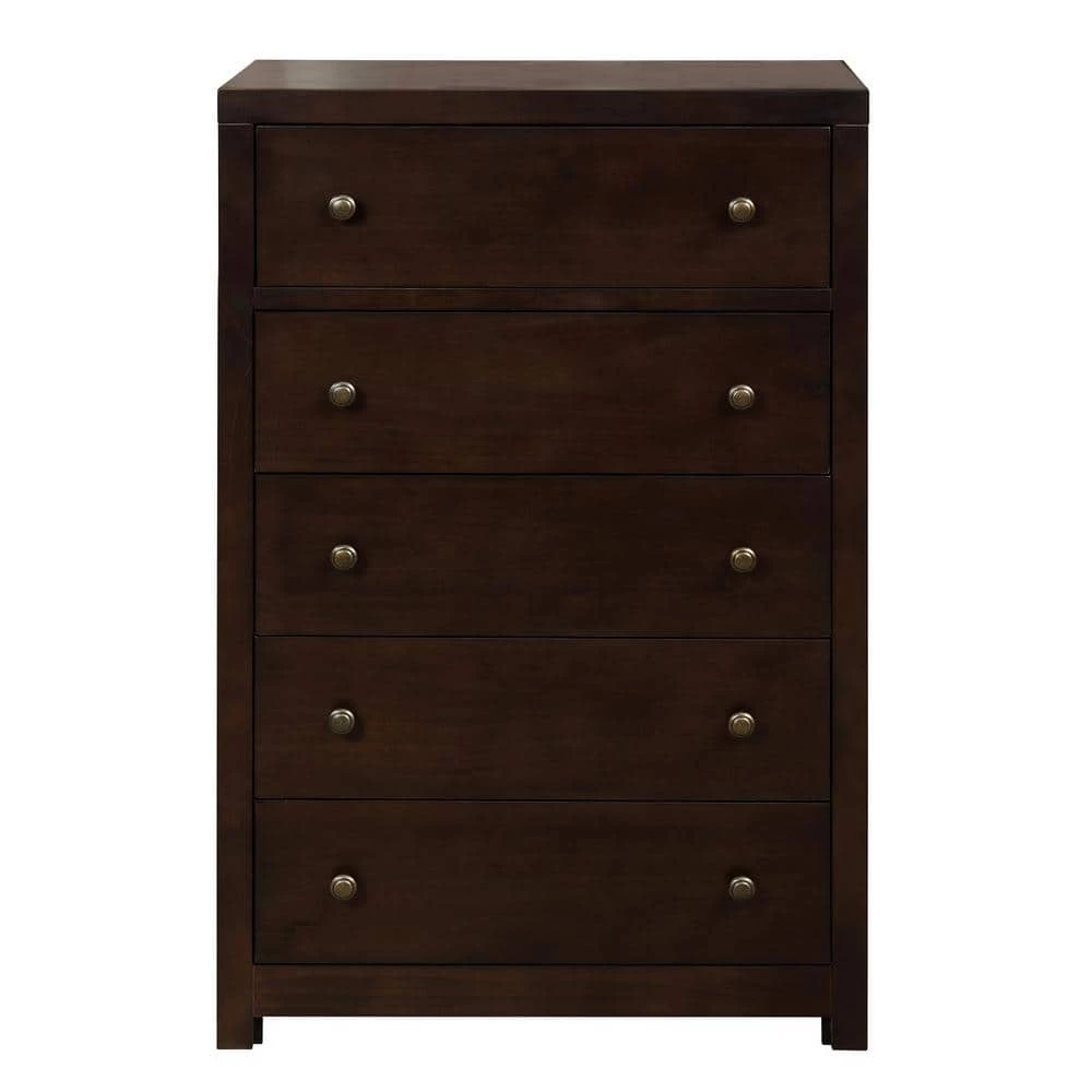Vintage Brown 5-Drawer Rich Brown Solid Wood Chest of Drawers (29 in W. x 45 in H. x 16 in. D) by Magic Home 3 Vintage Brown 5-Drawer Rich Brown Solid Wood Chest of Drawers (29 in W. x 45 in H. x 16 in. D) by Magic Home