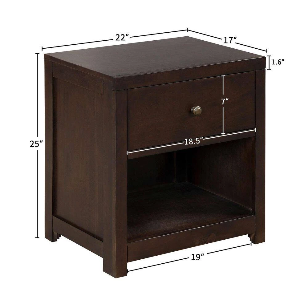 Aesthetic 1-Drawer Rich Brown Nightstand Sofa End Table (22 in. W x 25 in. H) by Magic Home 7 Aesthetic 1-Drawer Rich Brown Nightstand Sofa End Table (22 in. W x 25 in. H) by Magic Home - Image 5