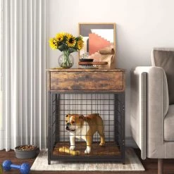 19.69 in.Wooden End Side Table Nightstand Dog Kennel Crate for Small Dogs,Rustic Brown by Magic Home -Cheap Tidoin Store rustic brown magic home end side tables cs wf036983daa 31 1000