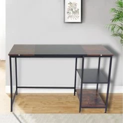 Rustic Brown 47 in. Rectangular Computer Desk with 2 Shelves by Tidoin -Cheap Tidoin Store rustic brown tidoin computer desks gc ydb0 9980 31 1000