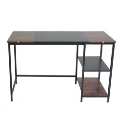 Rustic Brown 47 in. Rectangular Computer Desk with 2 Shelves by Tidoin