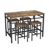 Modern 5-Piece Rectangular Rustic Brown Wood Top Dining Sets Seats 4 by Tidoin -Cheap Tidoin Store rustic brown tidoin dining room sets jhx ydw1 0680 64 1000