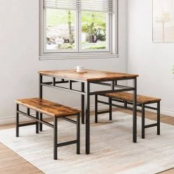Modern 3-Piece Rectangular Rustic Brown Wood Top Dining Sets Seats 4 by Tidoin -Cheap Tidoin Store rustic brown tidoin dining room sets jhx ydw1 0715 31 1000