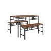 Modern 3-Piece Rectangular Rustic Brown Wood Top Dining Sets Seats 4 by Tidoin