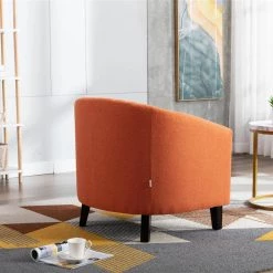Orange Microfiber Fabric Wood Accent Barrel Chair with Nailheads by Magic Home -Cheap Tidoin Store solid magic home accent chairs cs w39526694 4f 1000