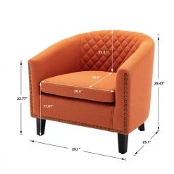 Orange Microfiber Fabric Wood Accent Barrel Chair with Nailheads by Magic Home -Cheap Tidoin Store solid magic home accent chairs cs w39526694 c3 1000
