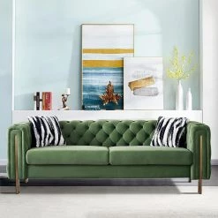 84.65 in. Tufted Comfy Fabric Sofa with Metal Leg in Turquoise by Magic Home 13 84.65 in. Tufted Comfy Fabric Sofa with Metal Leg in Turquoise by Magic Home -Cheap Tidoin Store turquoise magic home sofas couches cs lp000140paa 31 1000