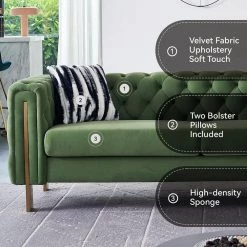 84.65 in. Tufted Comfy Fabric Sofa with Metal Leg in Turquoise by Magic Home 11 84.65 in. Tufted Comfy Fabric Sofa with Metal Leg in Turquoise by Magic Home -Cheap Tidoin Store turquoise magic home sofas couches cs lp000140paa 4f 1000