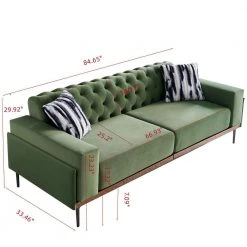 84.25 in. Tufted Comfy Fabric Sofa with Metal Leg in Turquoise by Magic Home -Cheap Tidoin Store turquoise magic home sofas couches cs pp038818daa c3 1000