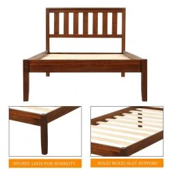 Walnut Color Twin Size Wood Platform Bed with Headboard and Wood Slat Support by Magic Home -Cheap Tidoin Store walnut magic home platform beds cs wf191770aad 4f 1000