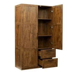 Modern 70.87 in. H Walnut Freestanding Kitchen Cabinet Accent Storage Cabinet with 2 Doors and 2 Drawers by Tidoin -Cheap Tidoin Store walnut tidoin accent cabinets js ydw3 0069 44 1000