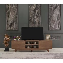 Modern 67 in. Wood Walnut TV Stand with 2 Storage Shelves and 2 Doors Fits TV's up to 70 in. by Tidoin -Cheap Tidoin Store walnut tidoin tv stands fur ydb0 491 31 1000
