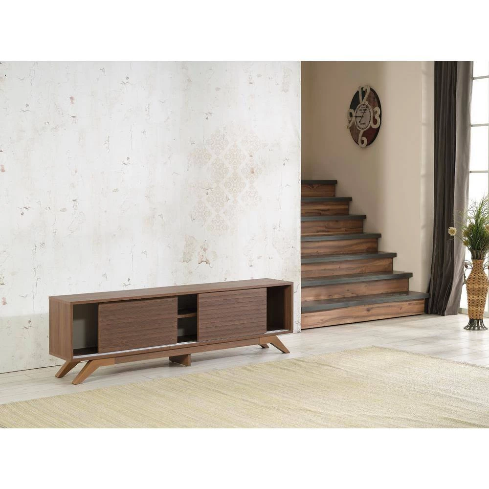 Modern 67 in. Wood Walnut TV Stand with 2 Doors Fits TV's up to 70 in. by Tidoin 4 Modern 67 in. Wood Walnut TV Stand with 2 Doors Fits TV's up to 70 in. by Tidoin - Image 2