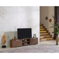 Modern 67 in. Wood Walnut TV Stand with 2 Storage Shelves and 2 Doors Fits TV's up to 70 in. by Tidoin -Cheap Tidoin Store walnut tidoin tv stands fur ydb0 497 44 1000