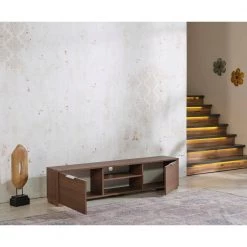 Modern 67 in. Wood Walnut TV Stand with 2 Storage Shelves and 2 Doors Fits TV's up to 70 in. by Tidoin -Cheap Tidoin Store walnut tidoin tv stands fur ydb0 497 77 1000