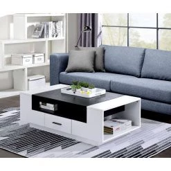47 in. Modern Storage Accent Coffee Table with Drawer, White and Black by Magic Home -Cheap Tidoin Store white and black magic home coffee tables cs wf036986daa 31 1000